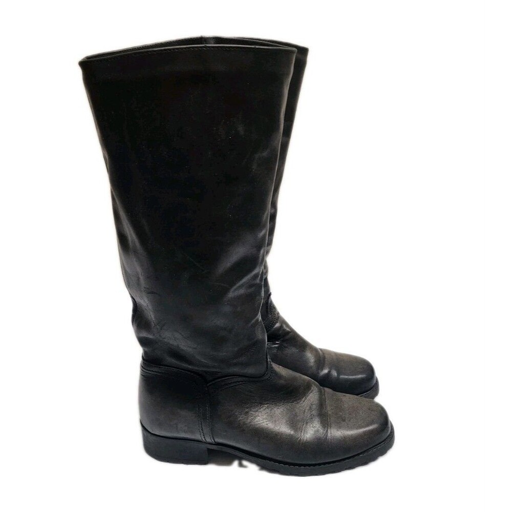 Santana Canada Tall Leather Boots Woman's U.S. Size 8 M Dark Brown Low Heel